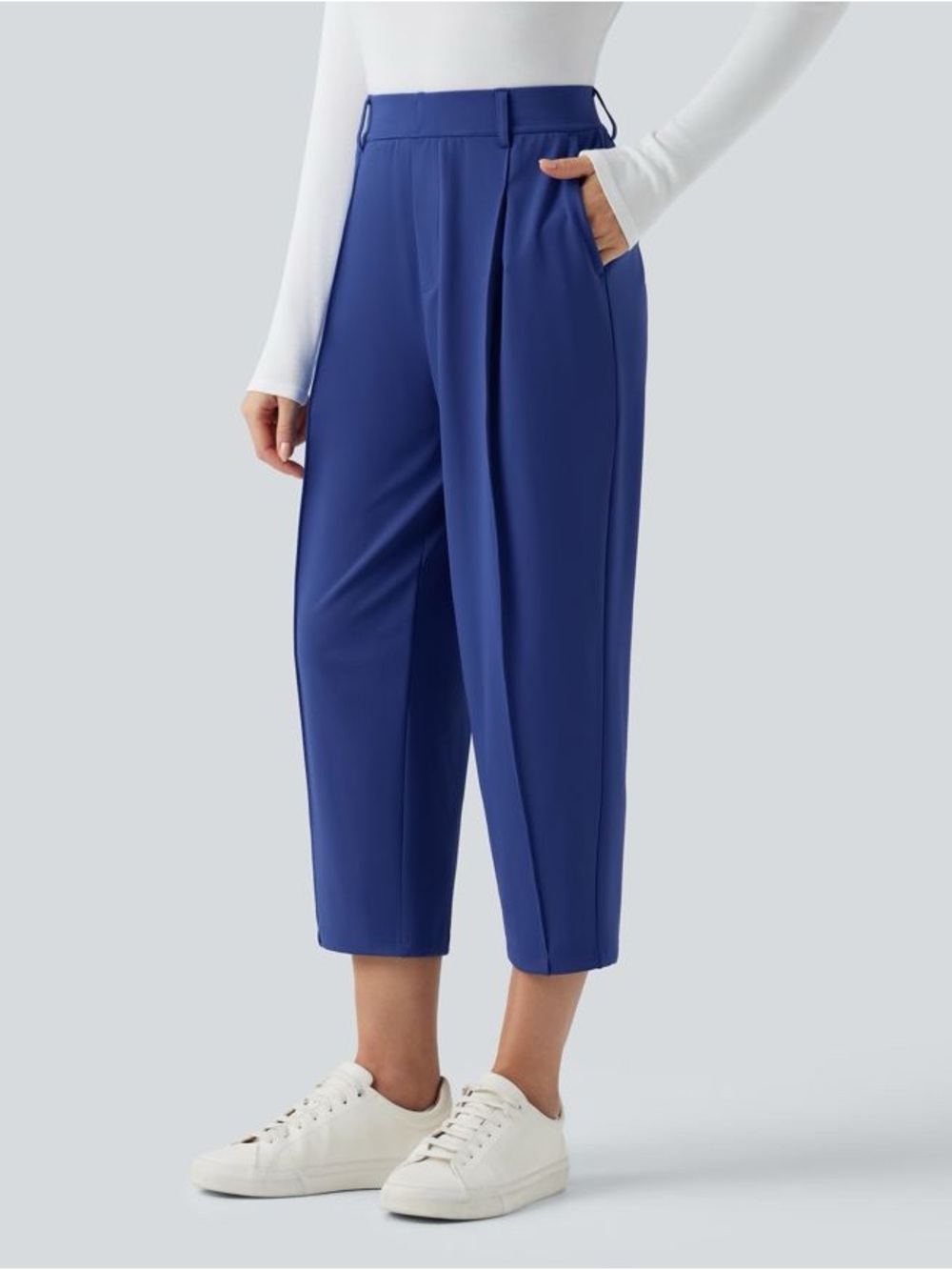 Halara Flex DayStretch High Waisted Cropped Work Pants Blue Medium NWT